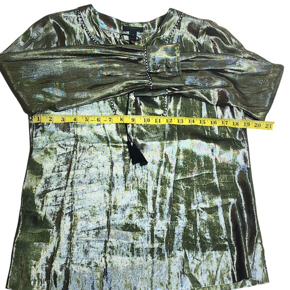 J Crew Black Label Metallic Gold Silk Blend Tunic Blouse, size 4 - Picture 8 of 11